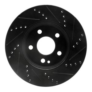 Mercedes-Benz B200 Brake Rotor (1) - Front Left - R1 Concepts - Drilled & Slotted - Black - `06-`11